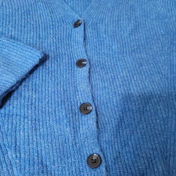 1. STATE Blue Button-Down V-Neckline Puff Sleeve Soft Cardigan 2X - Picture 5 of 9